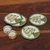 Perlenuntersetzer, (4er-Set) - Perlenbesetzte Filzuntersetzer mit grünem und weißem Baummotiv (4er-Set)