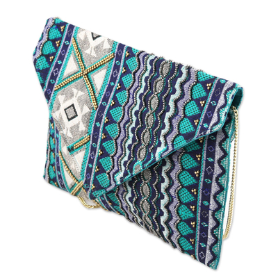 Cotton blend convertible clutch/shoulder bag, 'Creative Charm' - Multi-Color Cotton Blend Convertible Clutch/Shoulder Bag