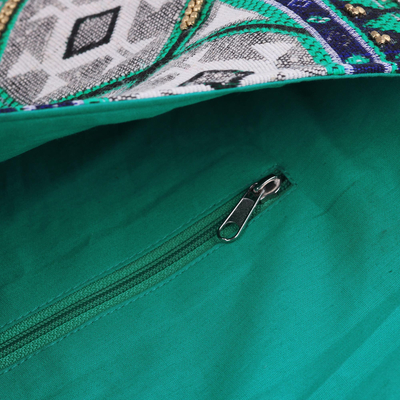 Cotton blend convertible clutch/shoulder bag, 'Creative Charm' - Multi-Color Cotton Blend Convertible Clutch/Shoulder Bag