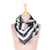 Silk scarf, 'Triangle Symphony in Navy' - Hand-Painted Indigo and White Geometric Triangle Silk Scarf
