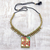 Halskette mit Keramikanhänger - Handbemalte Halskette mit geometrischem Saga-Keramikanhänger