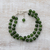 Quartz beaded bracelet, 'Felicity in Dark Green' - Indian Silver and Quartz Beaded Bracelet in Dark Green (image 2) thumbail
