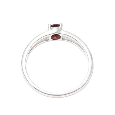 Garnet solitaire ring, 'Fiery Solitaire' - Natural Garnet Solitaire Ring from India