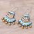 Ohrhänger aus Keramik - Handbemalte himmelblaue und goldene Keramik-Ohrringe
