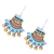 Ceramic dangle earrings, 'Bright Sky' - Hand-Painted Sky Blue and Golden Ceramic Dangle Earrings