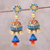 Ceramic dangle earrings, 'Festive Glamour' - Hand-Painted Festive Glamour Jhumka Ceramic Earrings thumbail