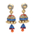 Ceramic dangle earrings, 'Festive Glamour' - Hand-Painted Festive Glamour Jhumka Ceramic Earrings (image 2a) thumbail