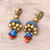 Ceramic dangle earrings, 'Festive Glamour' - Hand-Painted Festive Glamour Jhumka Ceramic Earrings (image 2b) thumbail