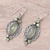 Prehnite and peridot dangle earrings, 'Glamour in Green' - Green Peridot and Prehnite Silver Marquise Dangle Earrings