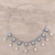 Collar de perlas cultivadas y cascada de larimar, 'Ocean Halo' - Collar de plata de ley con perlas cultivadas y larimar