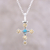 Citrine pendant necklace, 'Sunny Cross' - Citrine and Composite Turquoise Cross Pendant Necklace