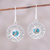 Sterling silver dangle earrings, 'Elegant Sea' - Composite Turquoise Sterling Silver Round Dangle Earrings