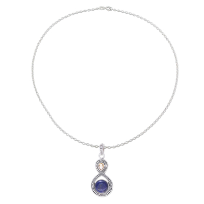 Citrine and Lapis Lazuli Sterling Silver Pendant Necklace