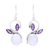 Rainbow moonstone and amethyst dangle earrings, 'Moonglow Bloom' - Rainbow Moonstone Amethyst Sterling Silver Dangle Earrings