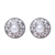 Cultured pearl button earrings, 'Crowned Moonlight' - Cultured Pearl Sterling Silver Scrollwork Button Earrings