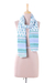 Cotton scarf, 'Paisley Elegance' - Blue White and Green Paisley Chevron Vines Cotton Scarf (image 2b) thumbail