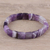 Agate beaded stretch bracelet, 'Divine Purple' - Handmade Purple and White Agate Beaded Stretch Bracelet thumbail