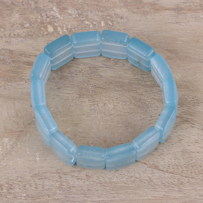 Aventurine beaded stretch bracelet, 'Cosmic Allure' - Handmade Aventurine Blue Cosmic Allure Beaded Bracelet