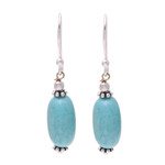 Sterling silver dangle earrings, 'Cloudless Sky' - Sterling Silver and Recon Turquoise Dangle Earrings