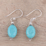 Sterling silver dangle earrings, 'Cloudless Sky' - Sterling Silver and Recon Turquoise Dangle Earrings