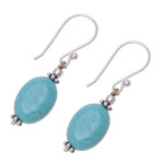 Sterling silver dangle earrings, 'Cloudless Sky' - Sterling Silver and Recon Turquoise Dangle Earrings