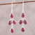 Garnet dangle earrings, 'Scarlet Ovals' - Dangle Earrings with Eight Garnet Stones Crafted in India