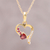 Multi-gemstone pendant necklace, 'Dazzling Heart' - Gold Plated Sterling Silver Gemstone Heart Pendant Necklace