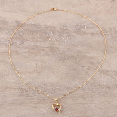 Halskette mit Anhängern aus mehreren Edelsteinen - Vergoldete Sterlingsilber-Edelstein-Herz-Anhänger-Halskette