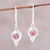 Garnet dangle earrings, 'Glowing Embers' - Round Faceted Garnet and Sterling Silver Dangle Earrings