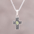 Peridot pendant necklace, 'Hope and Faith' - Sterling Silver and Green Peridot Cross Pendant Necklace thumbail