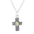 Halskette mit Peridot-Anhänger - Halskette mit Kreuzanhänger aus Sterlingsilber und grünem Peridot