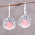 Opal dangle earrings, 'Pink Renewal' - Handcrafted Sterling Silver Pink Opal Round Dangle Earrings thumbail
