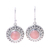 Opal dangle earrings, 'Pink Renewal' - Handcrafted Sterling Silver Pink Opal Round Dangle Earrings (image 2a) thumbail