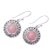 Opal dangle earrings, 'Pink Renewal' - Handcrafted Sterling Silver Pink Opal Round Dangle Earrings (image 2c) thumbail