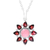 Garnet and opal pendant necklace, 'Glowing Flower' - Pink Opal and Garnet Sterling Silver Flower Necklace (image 2a) thumbail