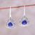 Lapis lazuli dangle earrings, 'Deep Blue Pyramids' - Sterling Silver and Lapis Lazuli Pyramid Dangle Earrings