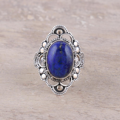 Blue Lapis Lazuli and Sterling Silver Cocktail Ring - Blue Tradition ...