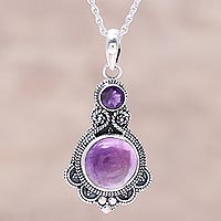 Purple Amethyst and Sterling Silver Pendant Necklace,'Lilac Harmony'