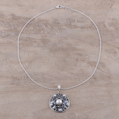 collar con colgante de perlas cultivadas de agua dulce - Collar de plata de ley y perlas cultivadas de agua dulce blancas