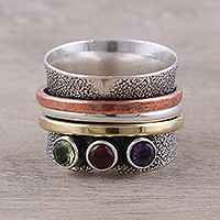 Featured review for Multi-gemstone meditation ring, Eclectic Sparkle