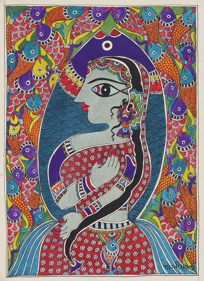 Madhubani painting, Mermaid II