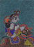 Madhubani painting, 'Krishna the Cowherd' - Madhubani Painting of Hindu God Krishna from India thumbail