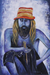 'Sadhu the Hermit IV' - Expressionist Painting of a Sadhu in Blue from India thumbail