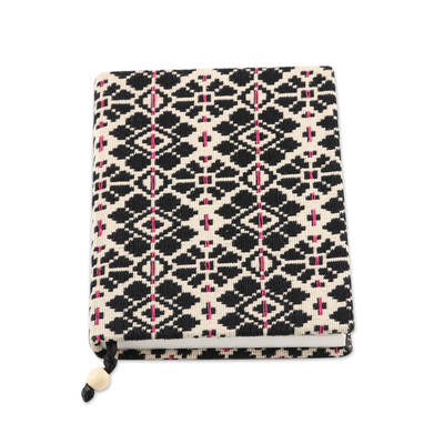 Cotton journal, 'Blossoming Geometry' - Geometric Floral Cotton Journal Handcrafted in India