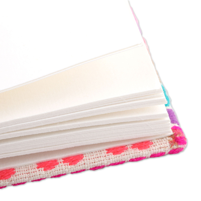 Cotton journal, 'Creative Mind' - Multicolored Geometric Cotton Journal Crafted in India
