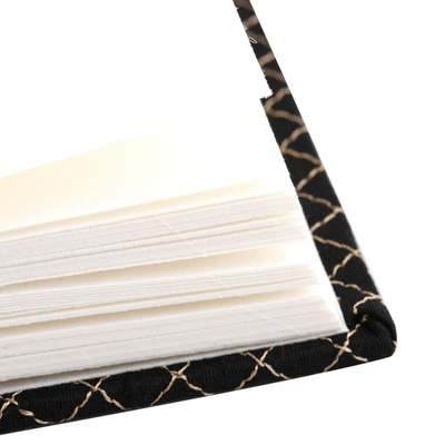Embroidered journal, 'Magical Diamonds' - Embroidered Journal in Black Handcrafted in India