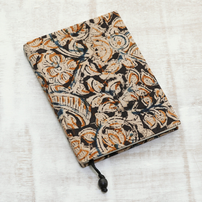 Cotton journal, 'Floral Story' - Floral Printed Cotton Journal Crafted in India