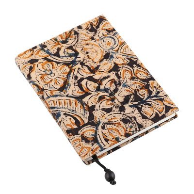 Baumwolltagebuch - Mit Blumen bedrucktes Baumwoll-Tagebuch, hergestellt in Indien