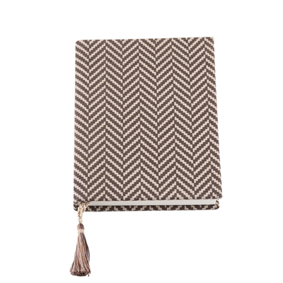 Cotton journal, 'Dancing Steps' - Zigzag Cotton Journal Handcrafted in India