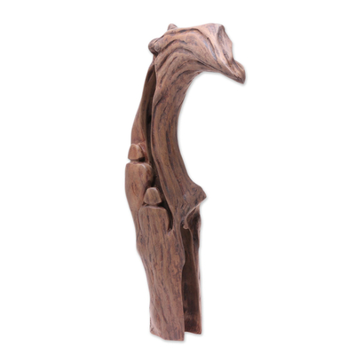 Driftwood sculpture, 'Abstract Imagination' - Hand-Carved Sal Wood Abstract Figure Natural Sculpture